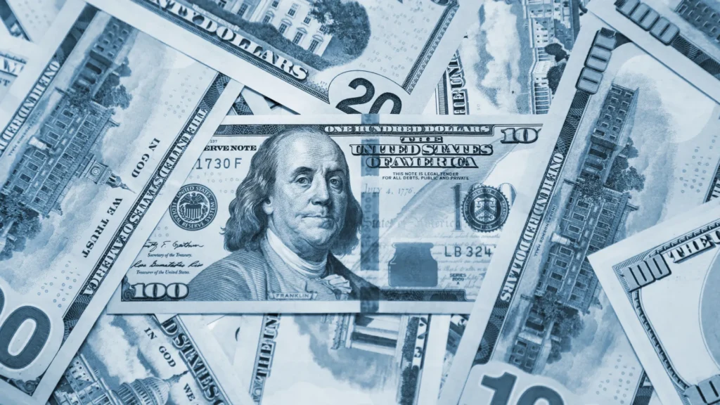 American currency money background with US bank notes
